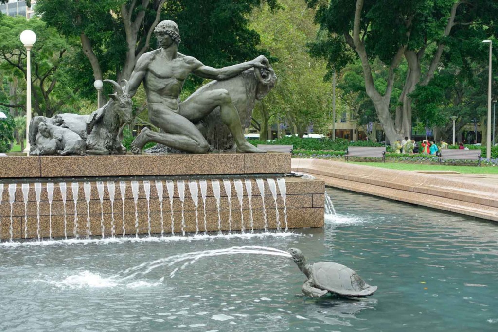 Kotzende Schildkröte im Springbrunnen